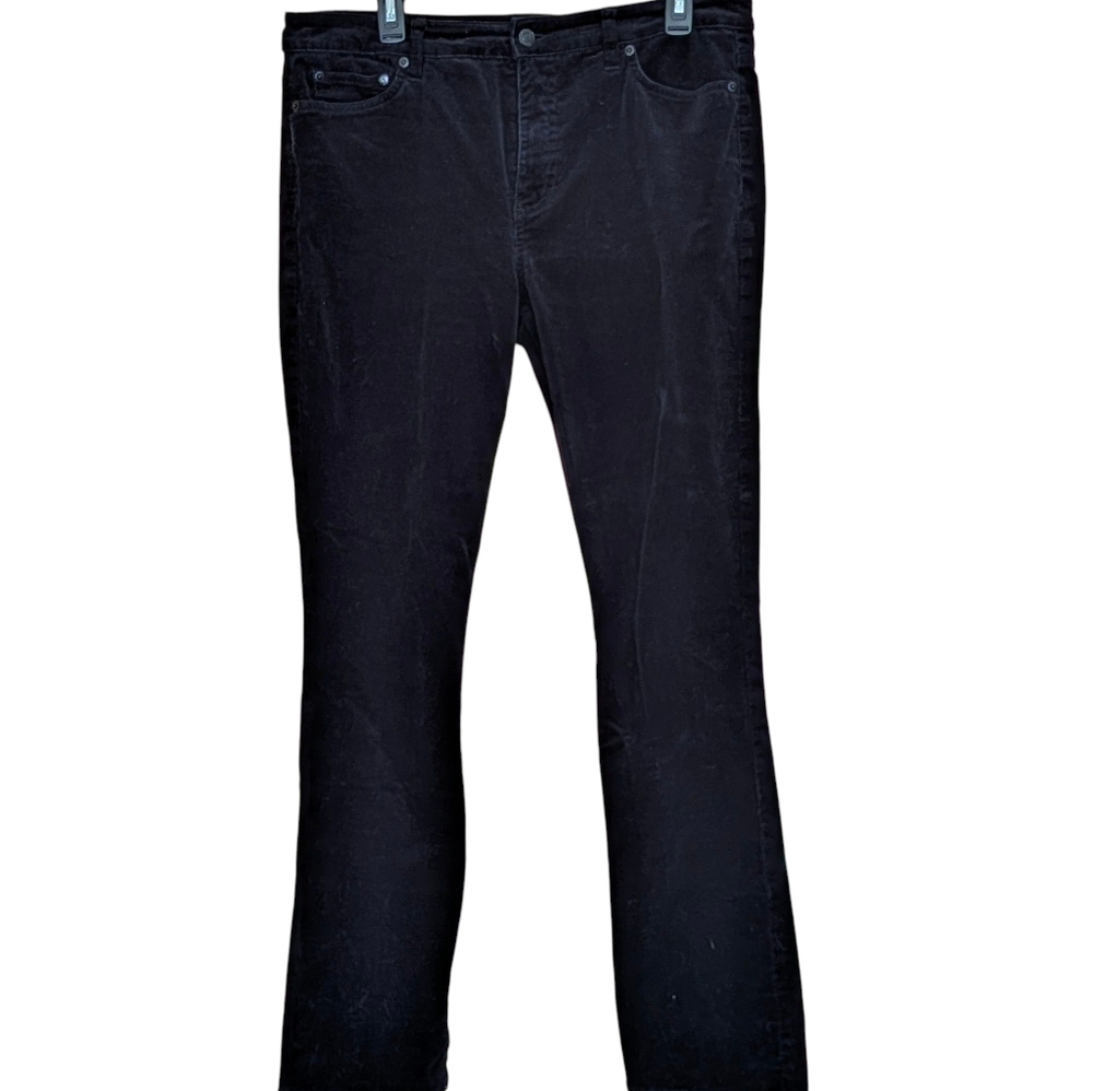 Ralph Lauren Black Corduroy Trousers Women's 12 Straight Leg Classic Preppy